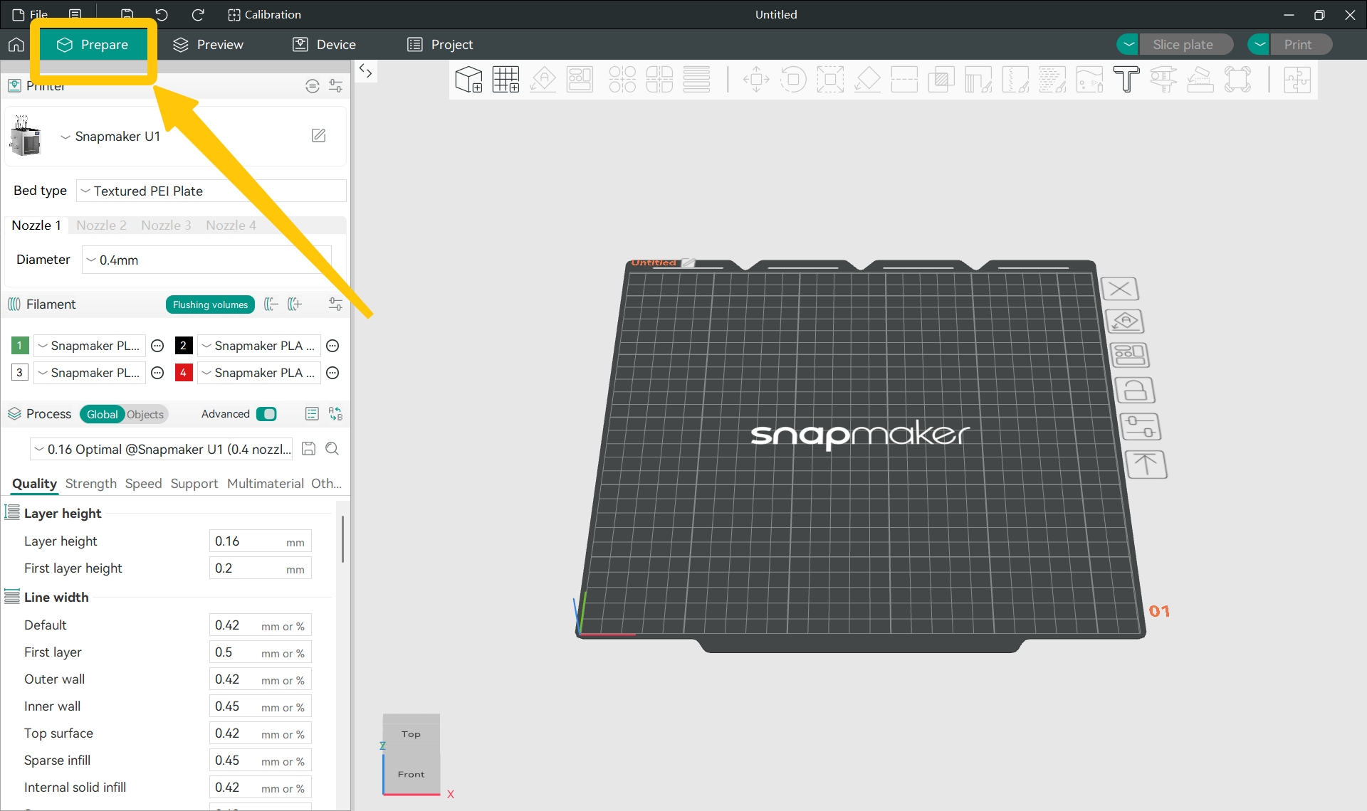 Snapmaker Orca > Prepare